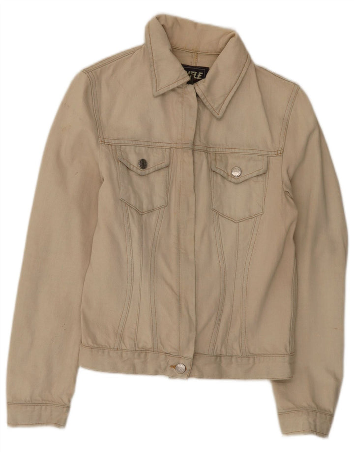Rifle Γυναικείο Crop Τζιν Μπουφάν UK 12 Medium Beige βαμβακερό