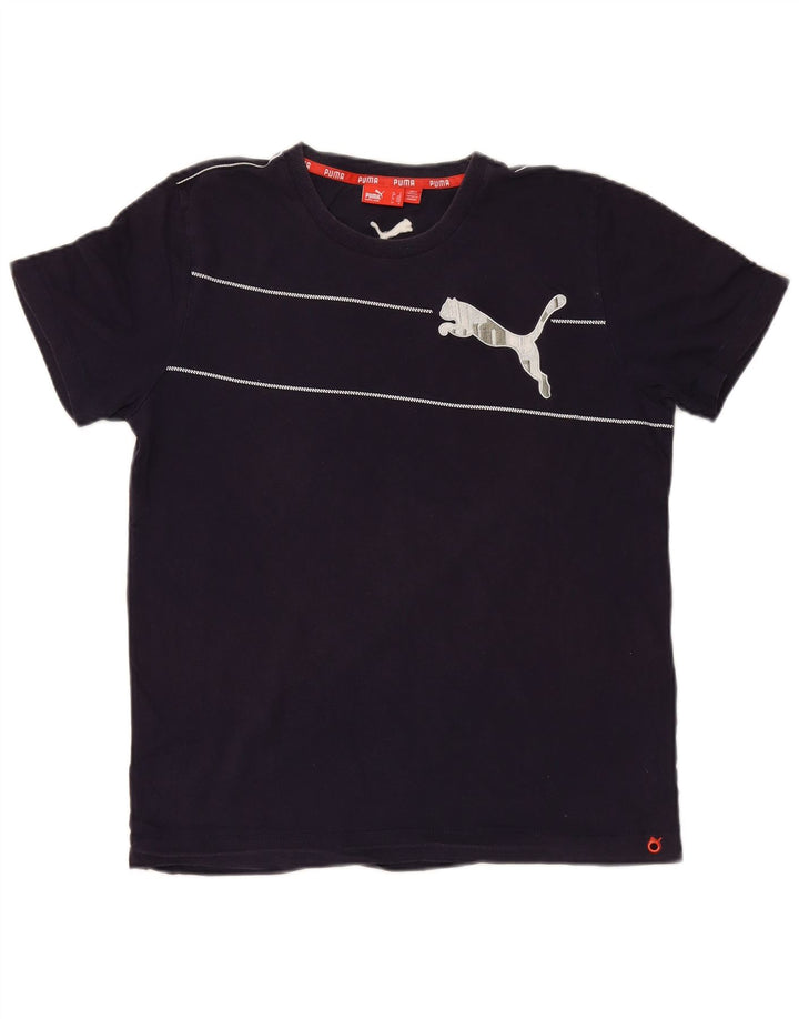 PUMA Mens Graphic T-Shirt Top Medium Navy Blue Cotton