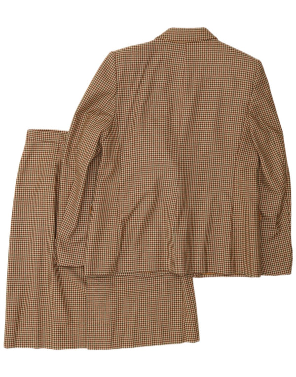 Vintage γυναικείο σετ φούστας με 2 κουμπιά IT 48 XL καφέ Houndstooth