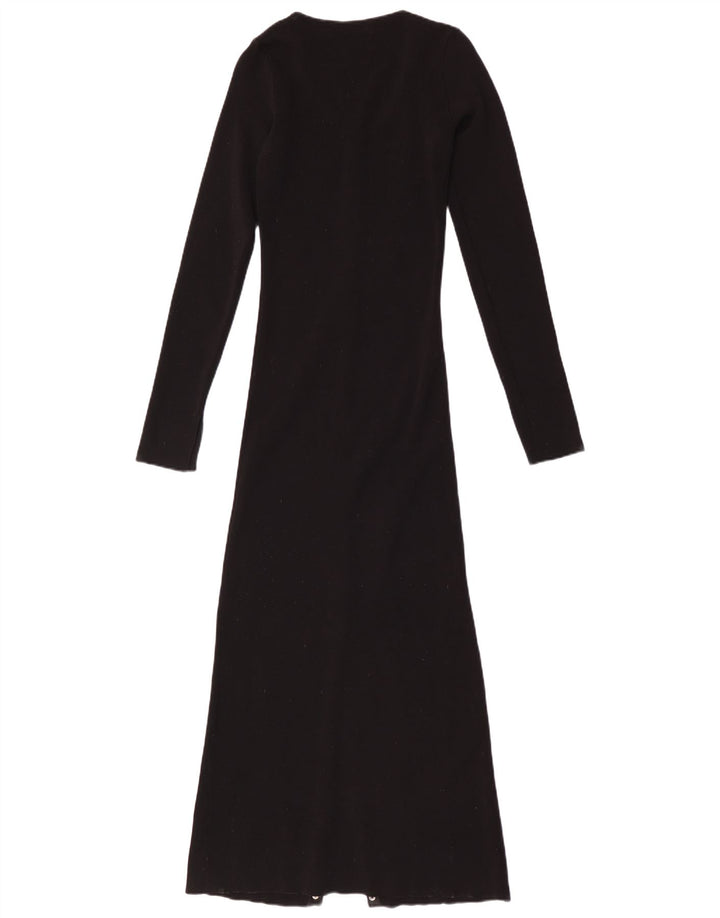 Zara Γυναικείο μακρυμάνικο Maxi Φόρεμα UK 12 Medium Black