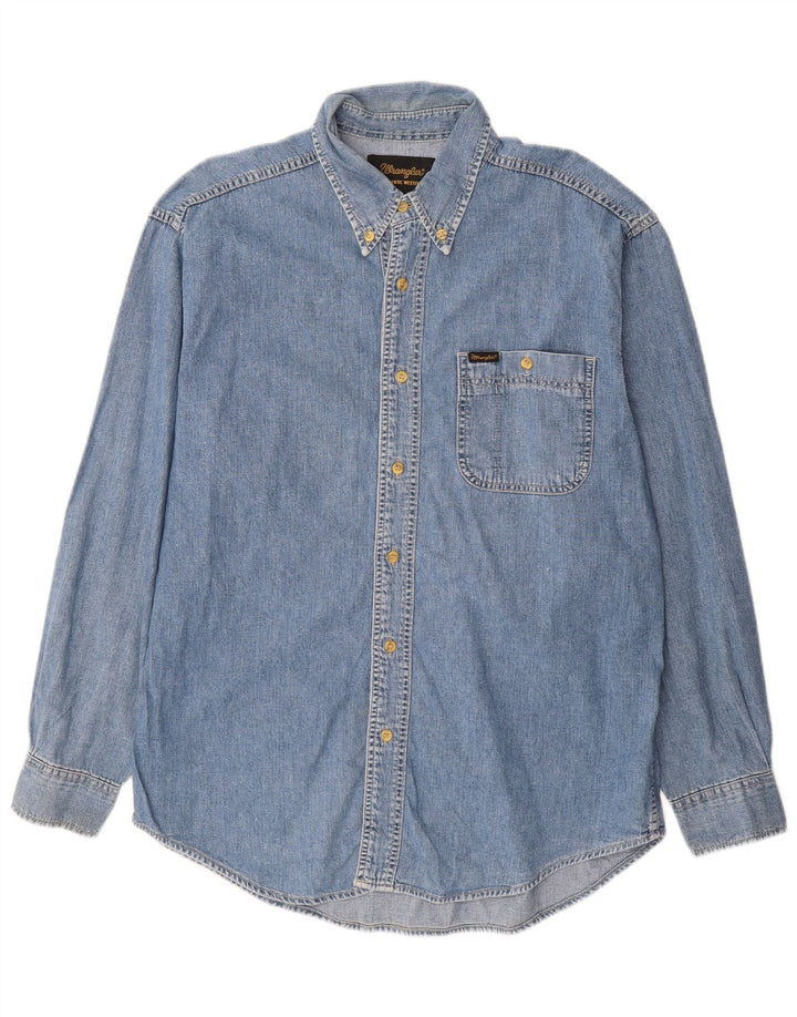 WRANGLER Mens Western Denim Shirt Large Blue
