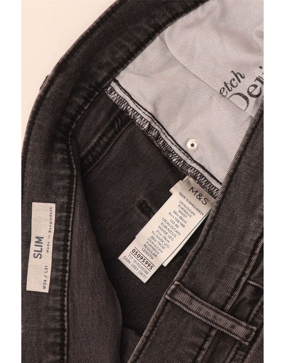 Marks & Spencer Ανδρικό Slim Jeans W34 L31 Γκρι βαμβακερό