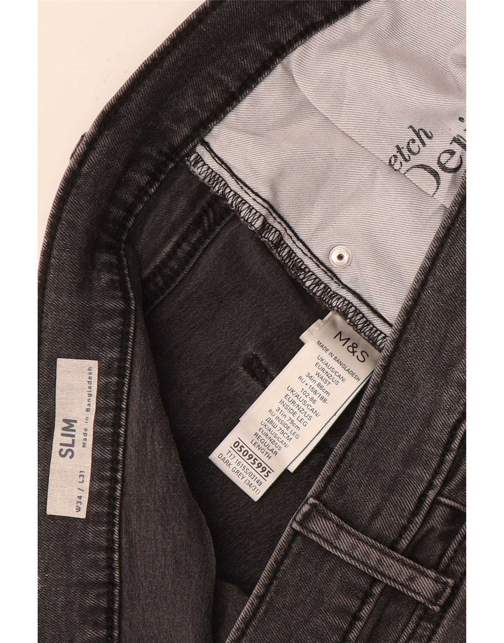 Marks & Spencer Ανδρικό Slim Jeans W34 L31 Γκρι βαμβακερό