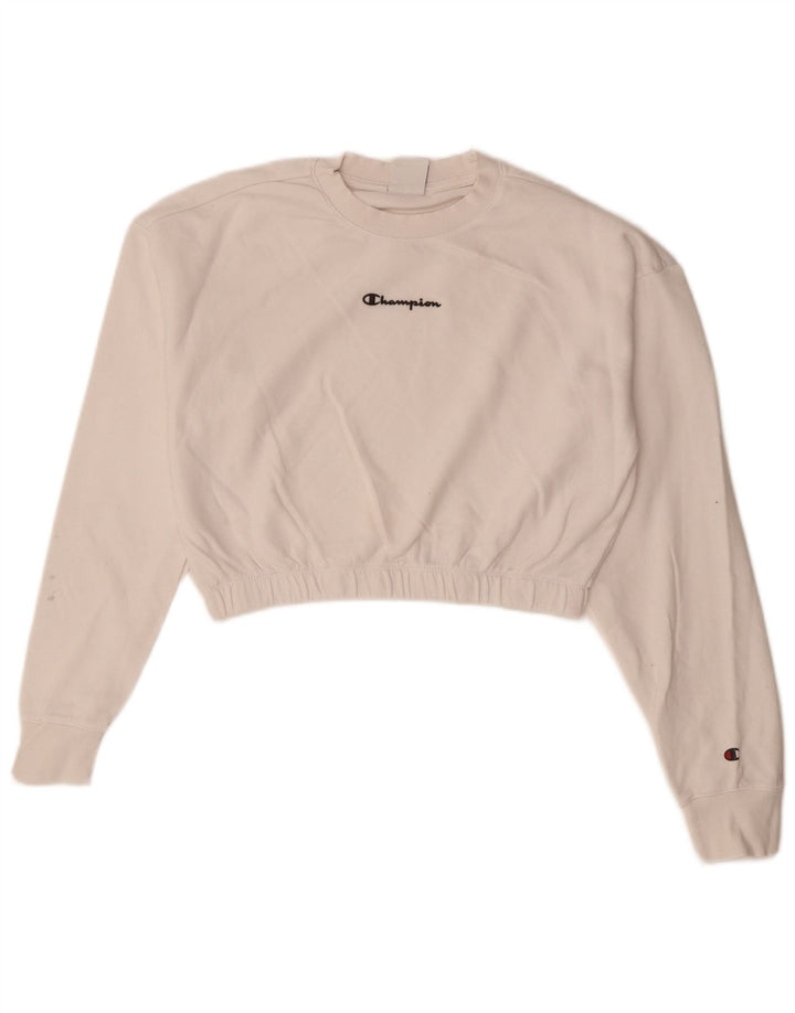 CHAMPION Γυναικεία φούτερ Crop Jumper UK 18 XL Λευκό βαμβακερό