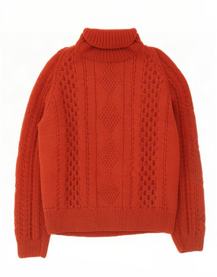 Vintage γυναικείο πουλόβερ με ρολό λαιμόκοψη UK 12 Medium Orange