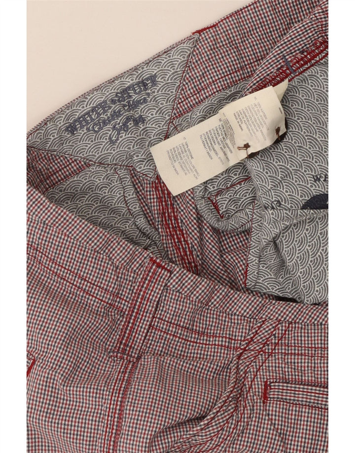 WHITE STUFF Ανδρικό σορτς Chino W34 Μεγάλο κόκκινο βαμβακερό Gingham