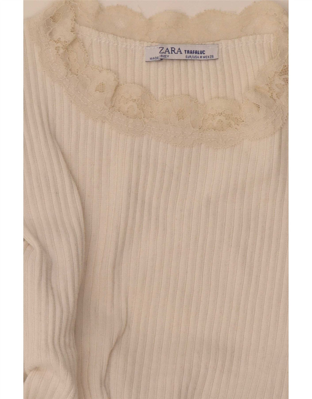 Zara Γυναικεία Μπλούζα Crop Top UK 12 Medium White