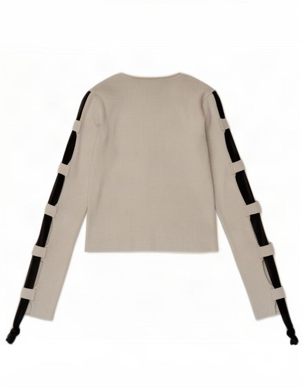 Zara γυναικείο τοπ μακρυμάνικο UK 8 Small Grey Colorblock Viscose