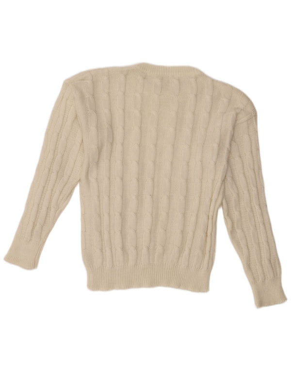 Γυναικείο πουλόβερ με λαιμόκοψη VINTAGE UK 14 Medium White Wool