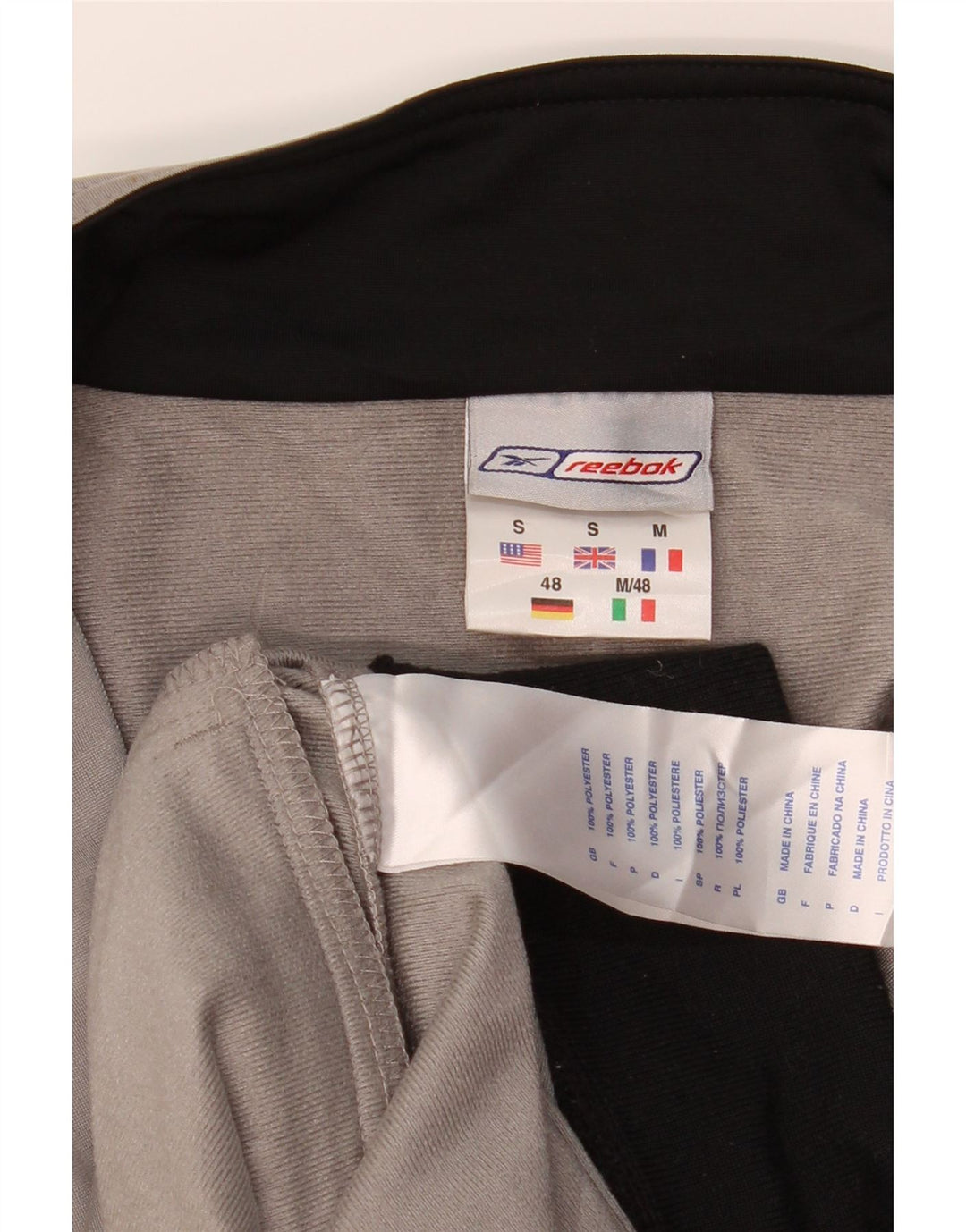 REEBOK Mens Loose Fit Tracksuit Trousers Small Grey Striped Polyester Vintage Reebok and Second-Hand Reebok from Messina Hembry 
