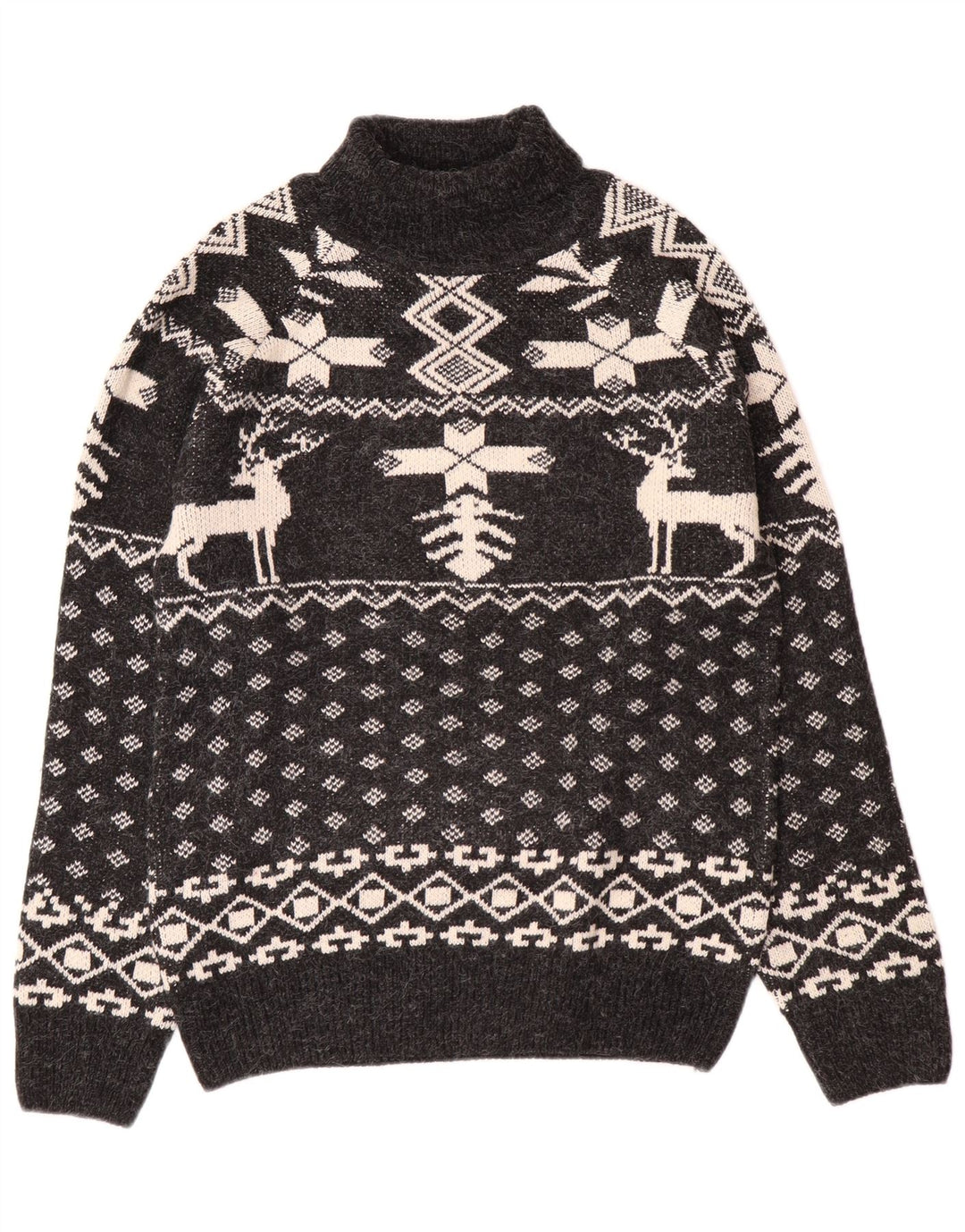 Ανδρικό πουλόβερ Aton Turtle Neck Jumper Medium Black Fair Isle Christmas