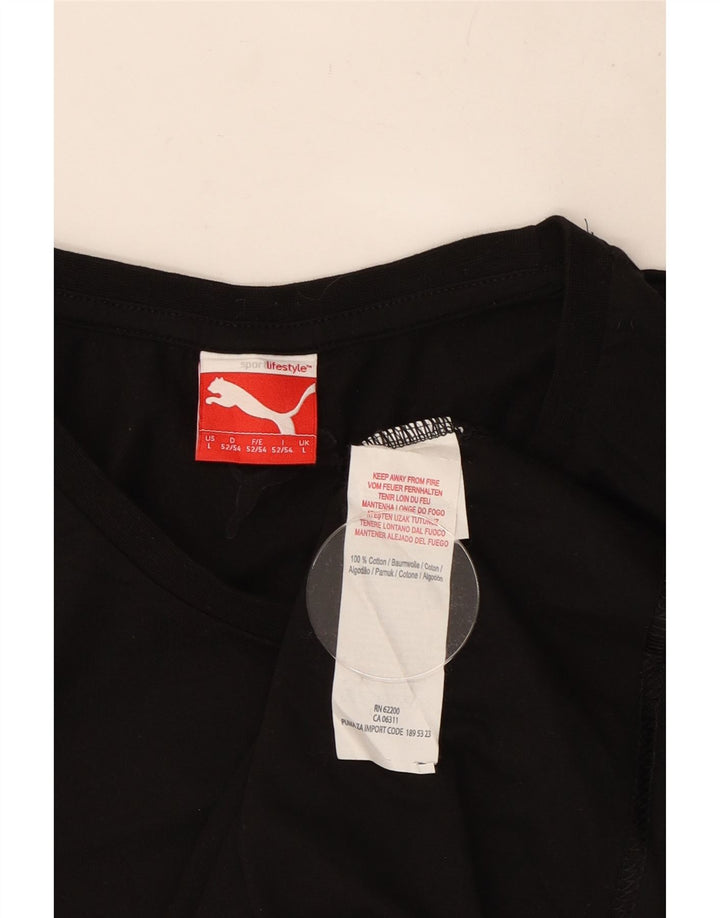 Ανδρικό γραφικό μπλουζάκι Puma, μεγάλο μαύρο βαμβακερό