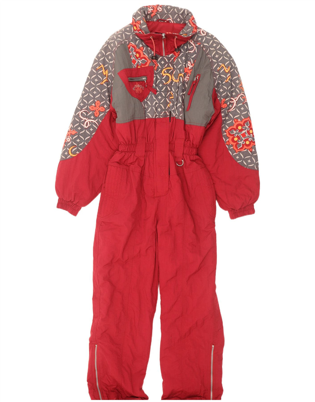 X-Cape γυναικεία φόρμα σκι UK 10 Small Red Geometric Nylon