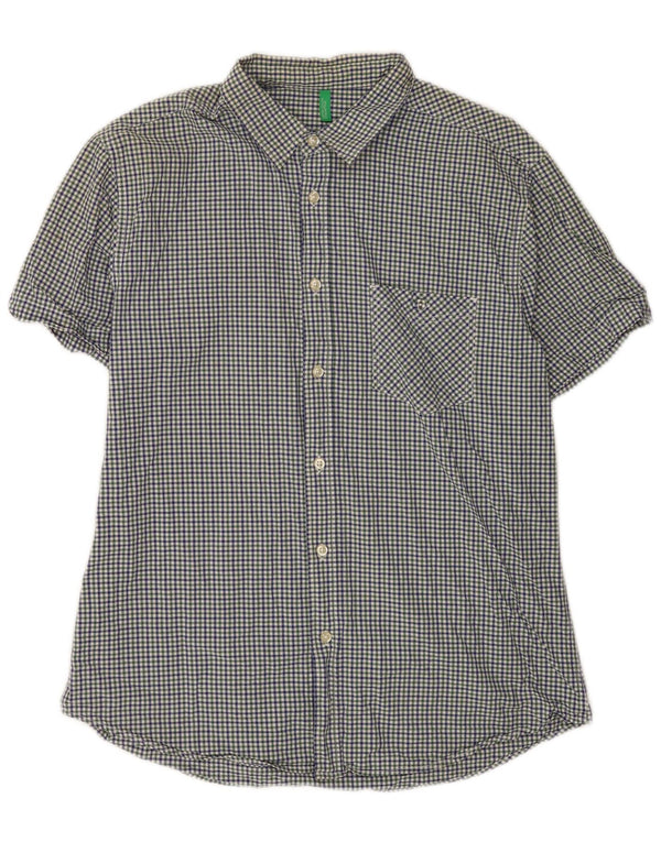 Benetton Mens Short Sleeve Shirt Medium Multicoloured Gingham