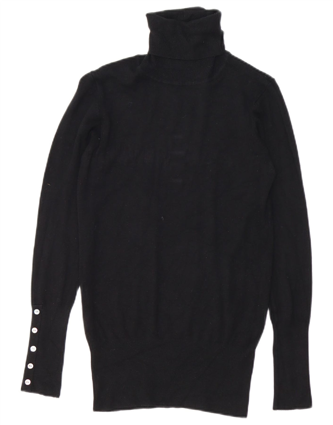 Zara Γυναικείο πουλόβερ με ρολό λαιμόκοψη UK 14 Medium Black Rayon
