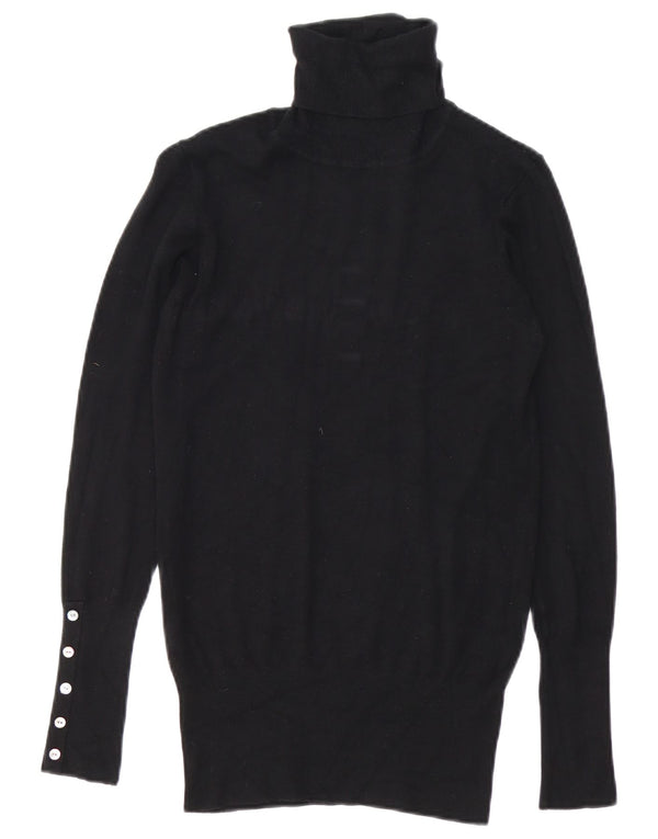 Zara Γυναικείο πουλόβερ με ρολό λαιμόκοψη UK 14 Medium Black Rayon