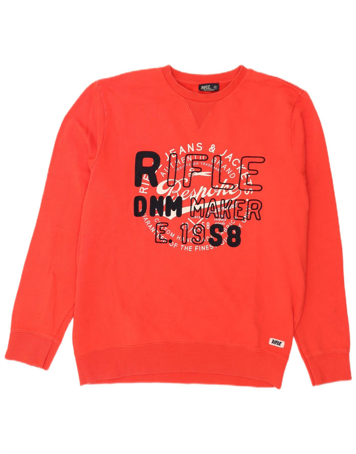 Rifle Ανδρικό γραφικό φούτερ Jumper 2XL Κόκκινο βαμβακερό