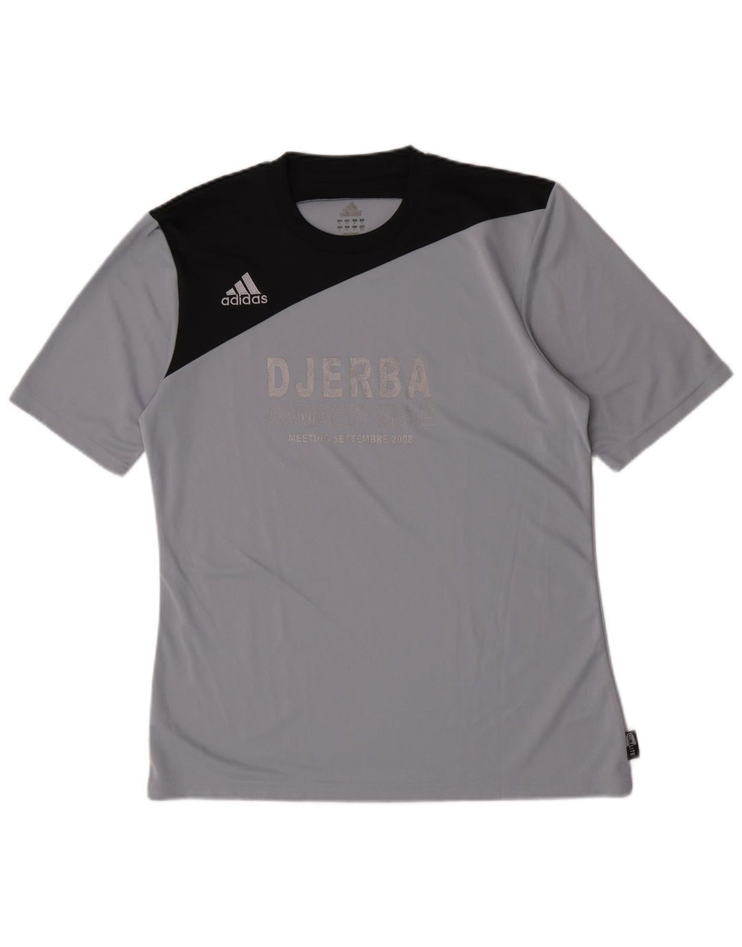 Ανδρικό γραφικό T-Shirt Adidas Climalite Top Medium Grey Colorblock Πολυεστέρας