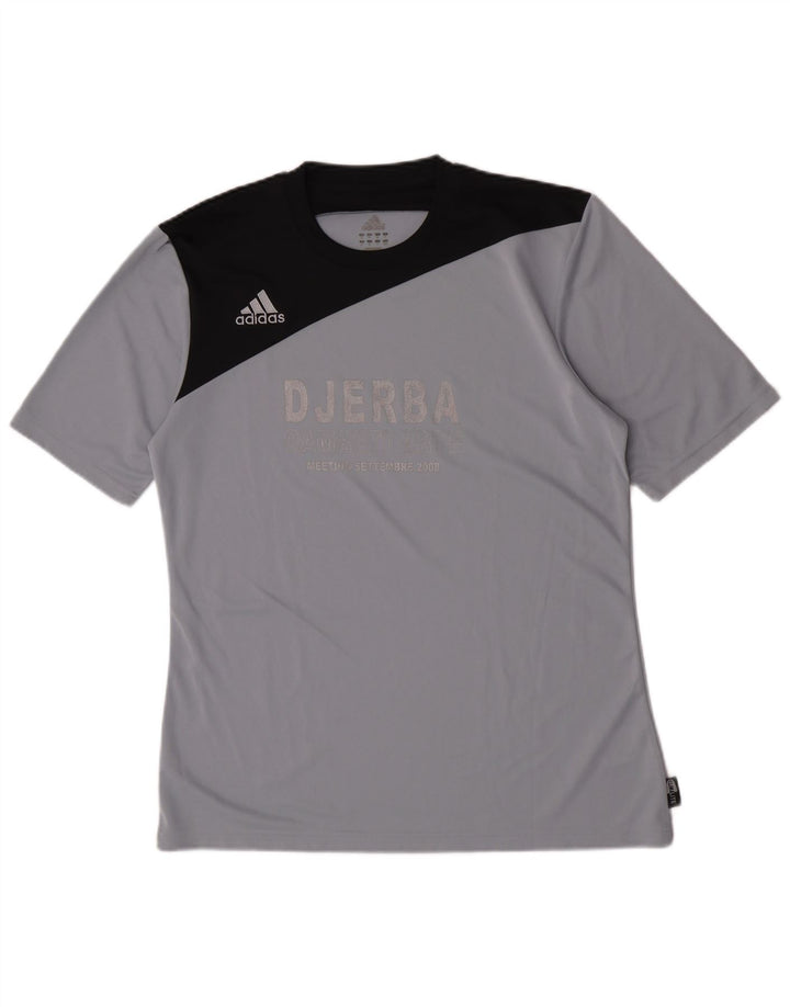 Ανδρικό γραφικό T-Shirt Adidas Climalite Top Medium Grey Colorblock Πολυεστέρας