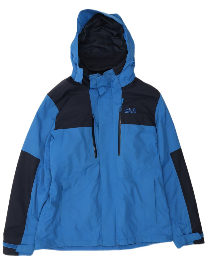 Jack Wolfskin Ανδρικό μπουφάν βροχής με κουκούλα UK 40 Large Blue Polyamide