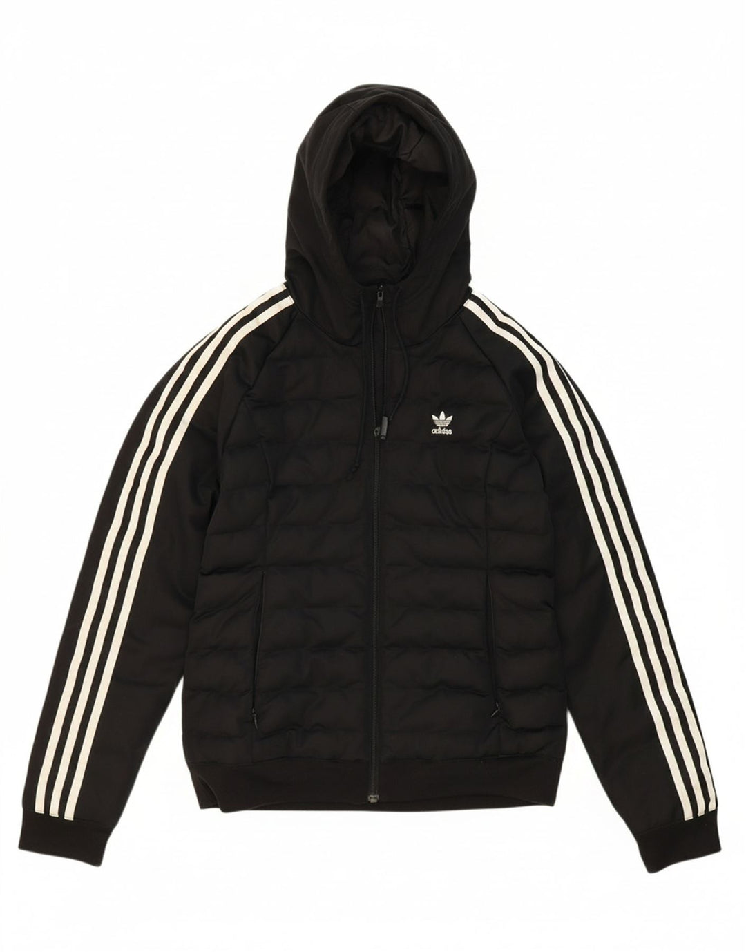 ADIDAS Womens Hooded Padded Jacket UK 10 Small Black Polyester