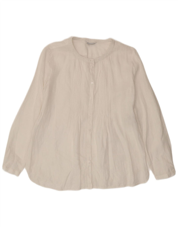 Marella Γυναικείο πουκάμισο Oversized Μπλούζα UK 10 Small White Len