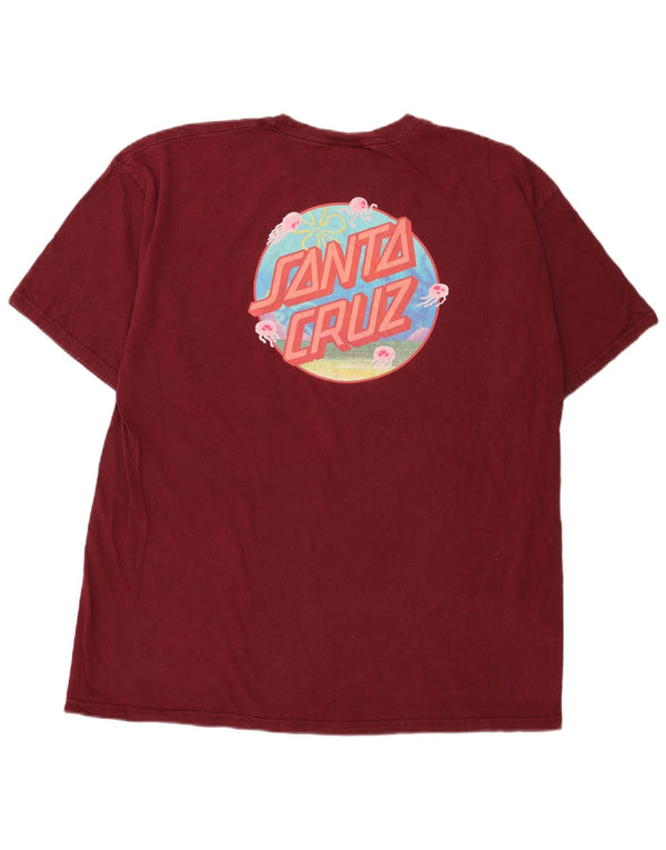Santa Cruz Mens Graphic T-Shirt Top Large Burgundy Striped Cotton