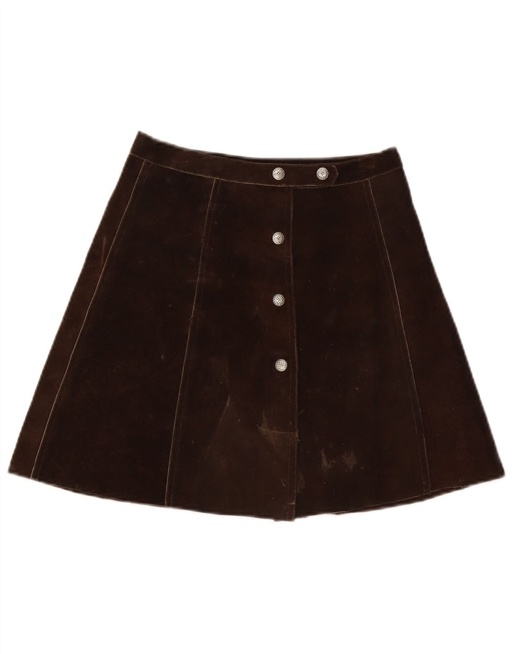 Vintage Γυναικεία Suede Mini Φούστα W26 Μικρή Καφέ