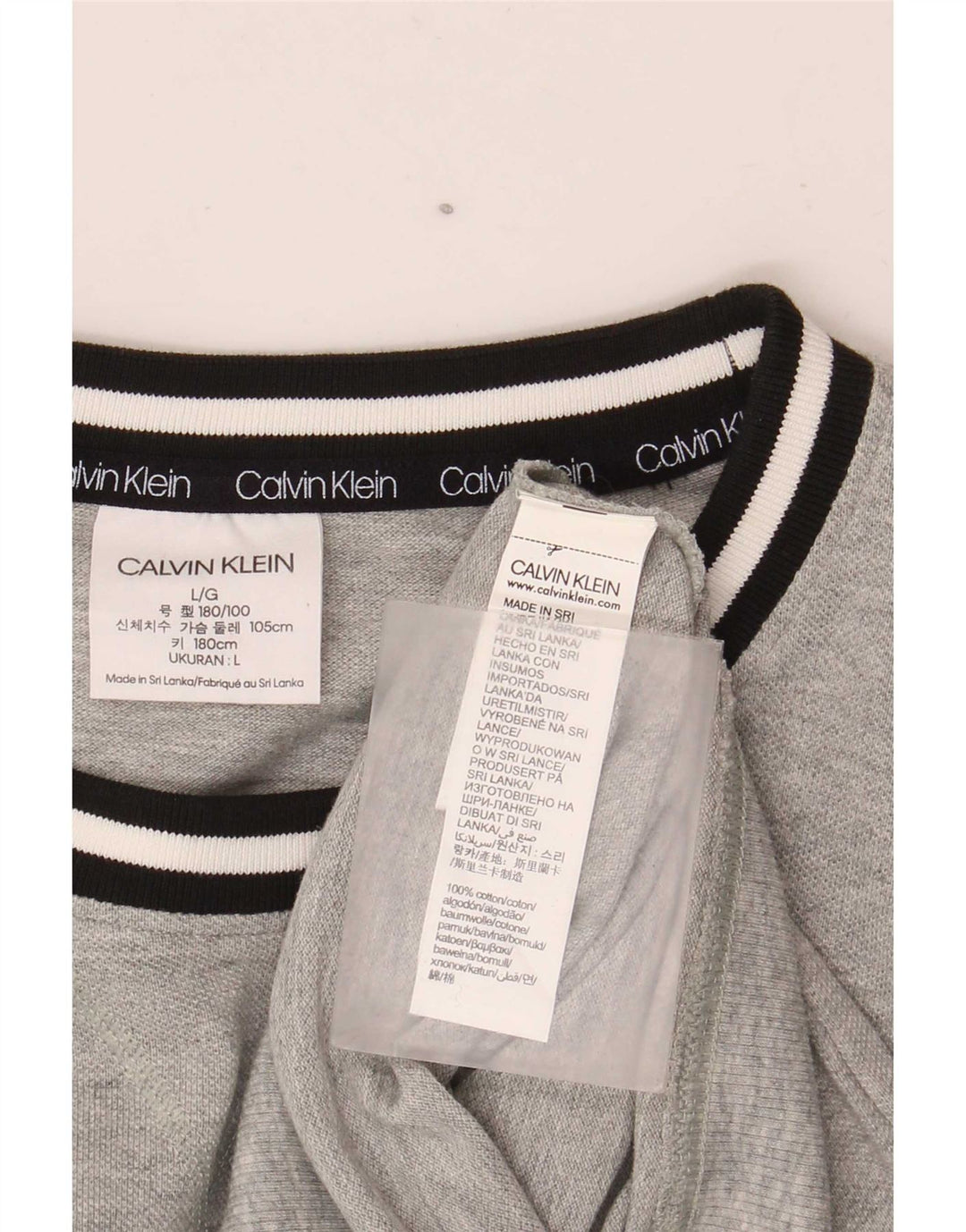 Ανδρικό πουλόβερ Calvin Klein Graphic Crew Neck Jumper Μεγάλο γκρι ριγέ
