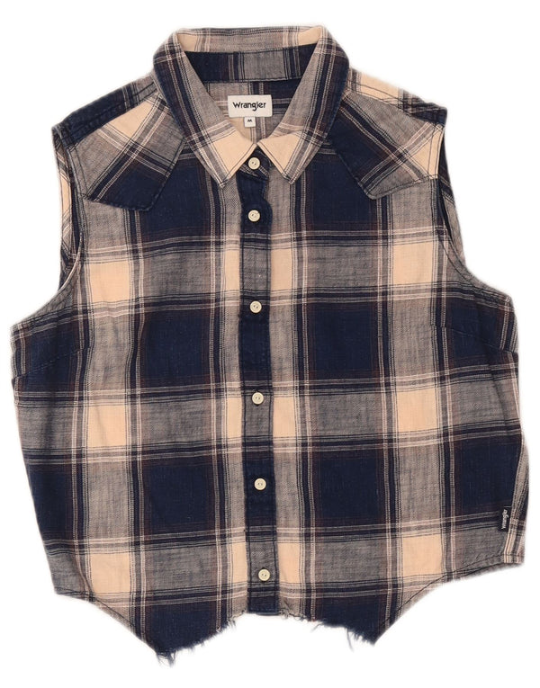 Wrangler Γυναικείο πουκάμισο Crop Μπλούζα UK 14 Medium Blue καρό Western