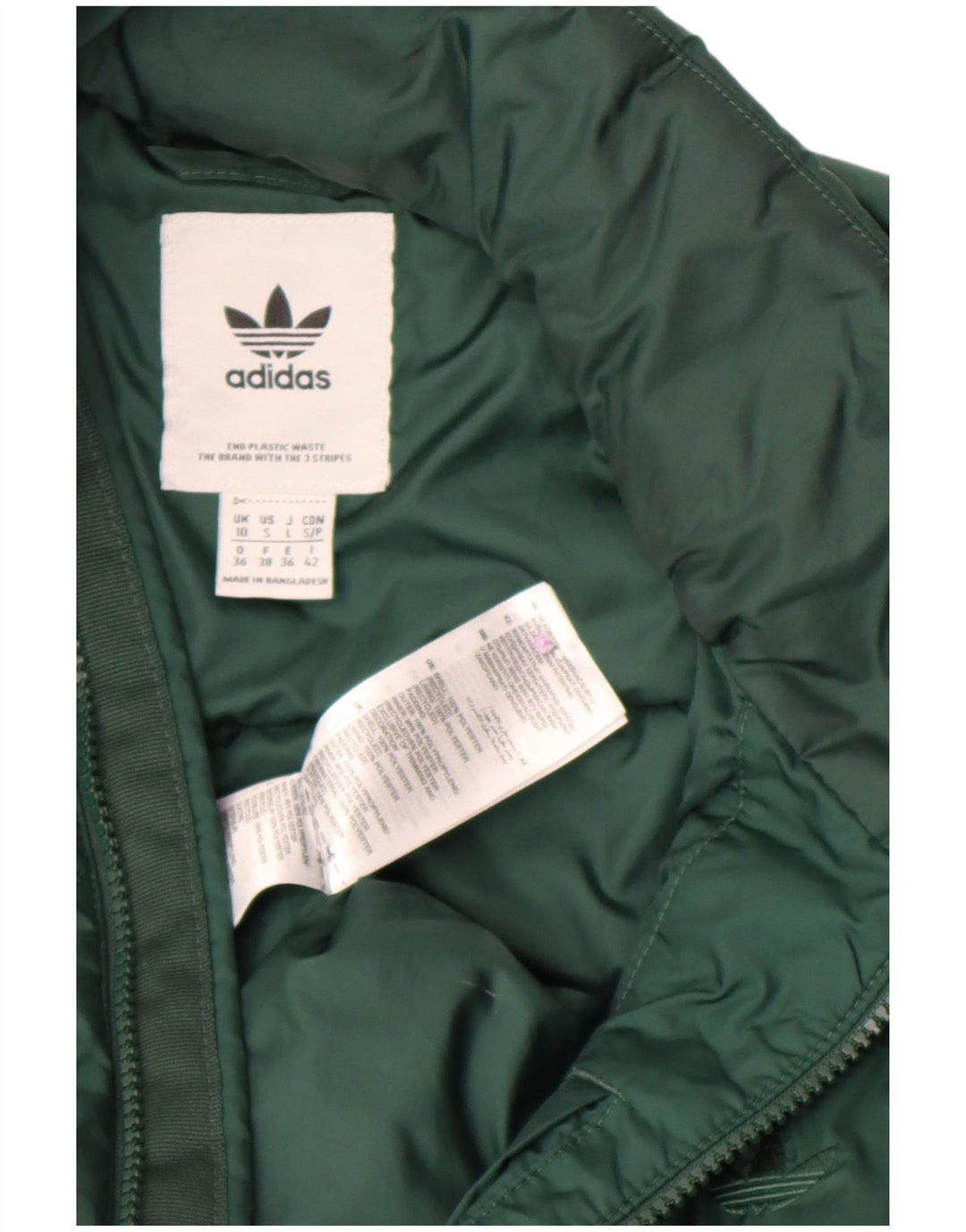 Adidas Γυναικείο μπουφάν με επένδυση UK 10 Small Green Polyester