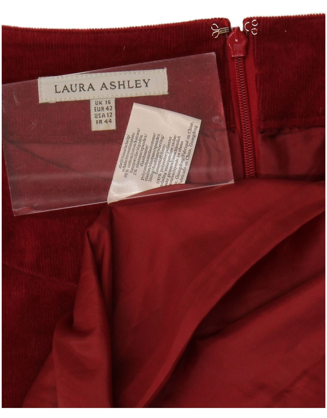 LAURA ASHLEY Γυναικείο κοτλέ αμάνικο φόρεμα A-Line UK 16 Large Maroon