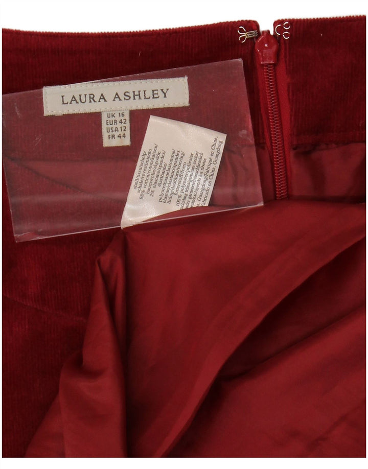 LAURA ASHLEY Γυναικείο κοτλέ αμάνικο φόρεμα A-Line UK 16 Large Maroon