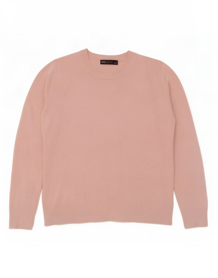 Marks & Spencer Γυναικείο πουλόβερ με λαιμόκοψη UK 12 Medium Pink