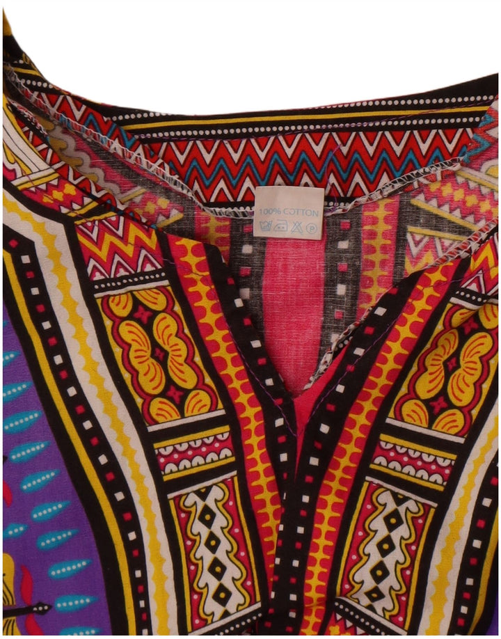 Vintage γυναικεία μπλούζα παραλίας Top One Size Μωβ γεωμετρικό βαμβάκι
