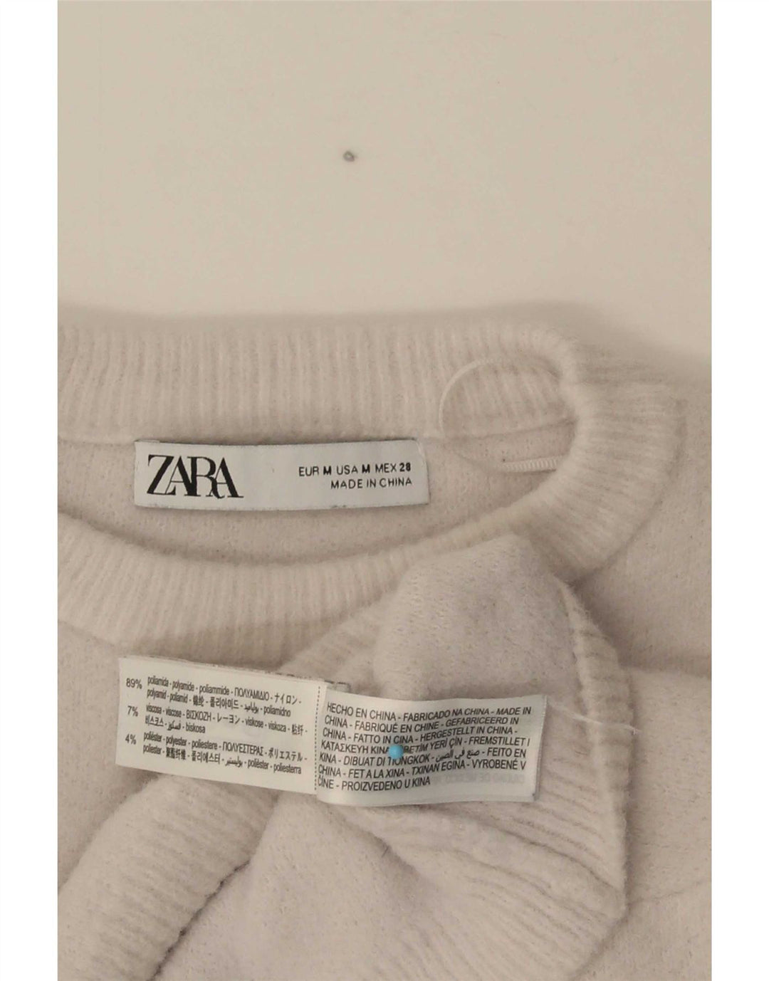 Zara Γυναικείο πουλόβερ με λαιμόκοψη μεγάλου μεγέθους Crop UK 14 Medium Grey