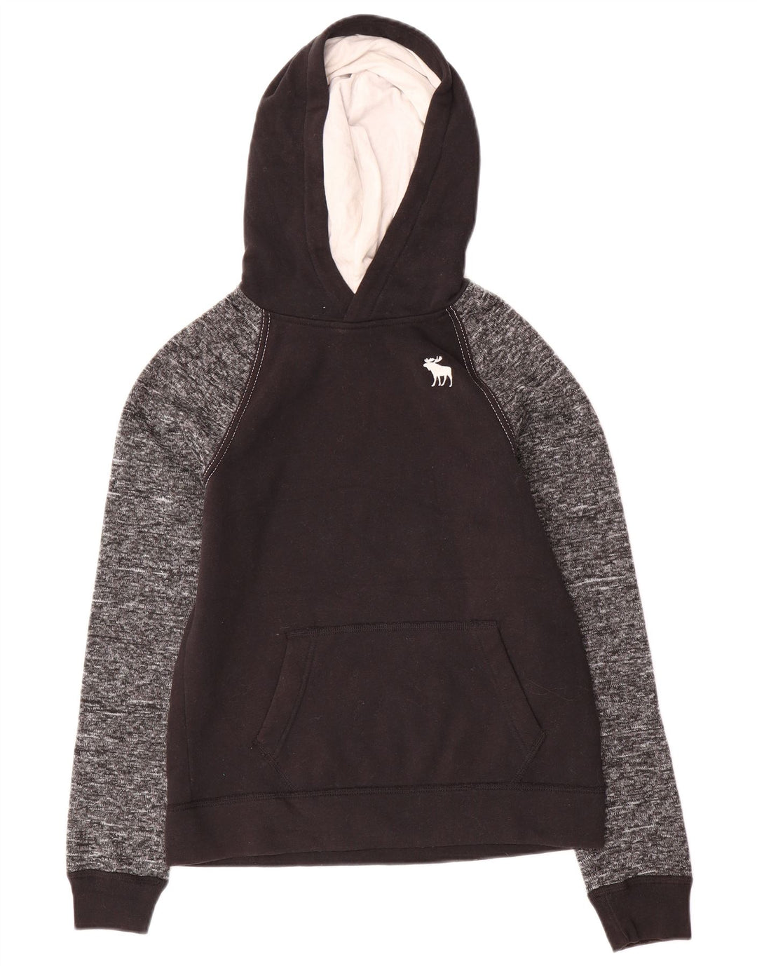 ABERCROMBIE & FITCH Boys Boys Hoodie Jumper 13-14 Years Black Flecked Polyester