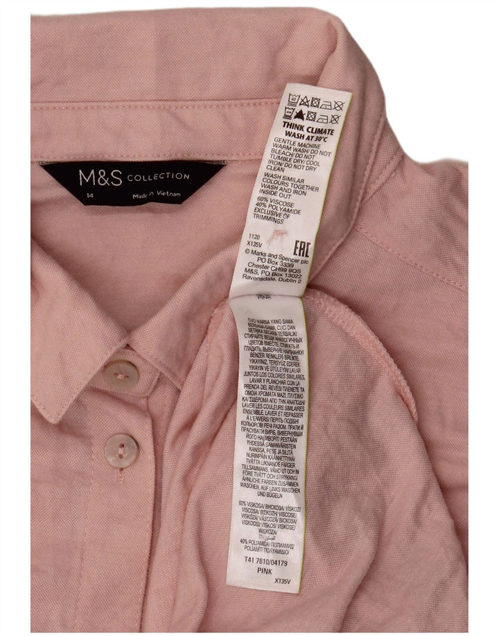Marks & Spencer Γυναικείο κοντομάνικο πουκάμισο μεγάλου μεγέθους UK 14 μεγάλο ροζ