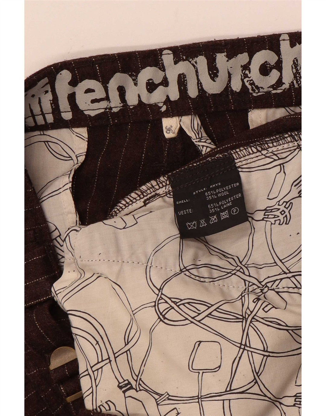 Ανδρικό ίσιο παντελόνι φορτηγού Fenchurch W36 L33 Καφέ Πολυεστέρας Pinstripe
