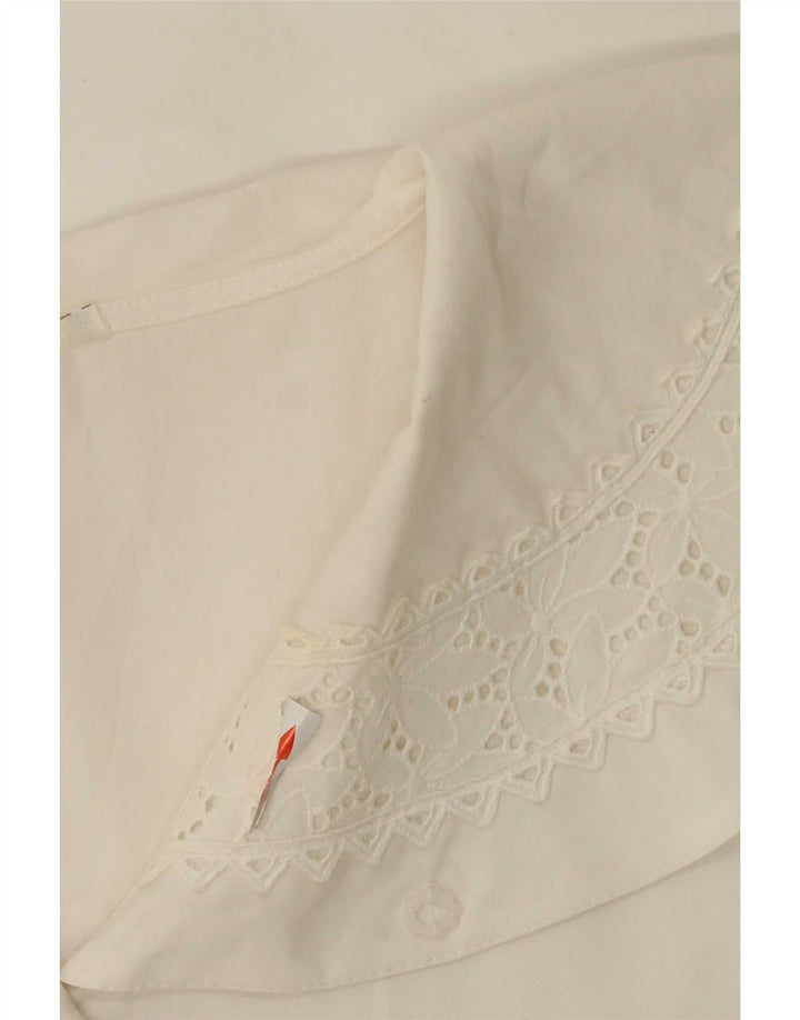 Vintage γυναικείο πουκάμισο μπλούζα EU 36 Small White Floral Polyester