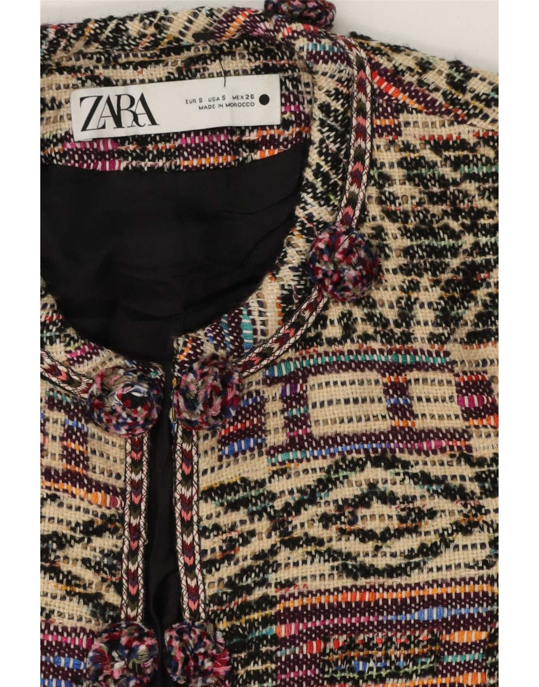 Zara Γυναικείο Σακάκι Μπλέιζερ Oversized UK 10 Μικρό Πολύχρωμο Γεωμετρικό
