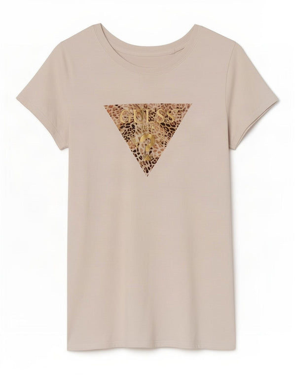 Γυναικείο γραφικό μπλουζάκι Guess Top UK 8 Small White Animal Print Βαμβακερό