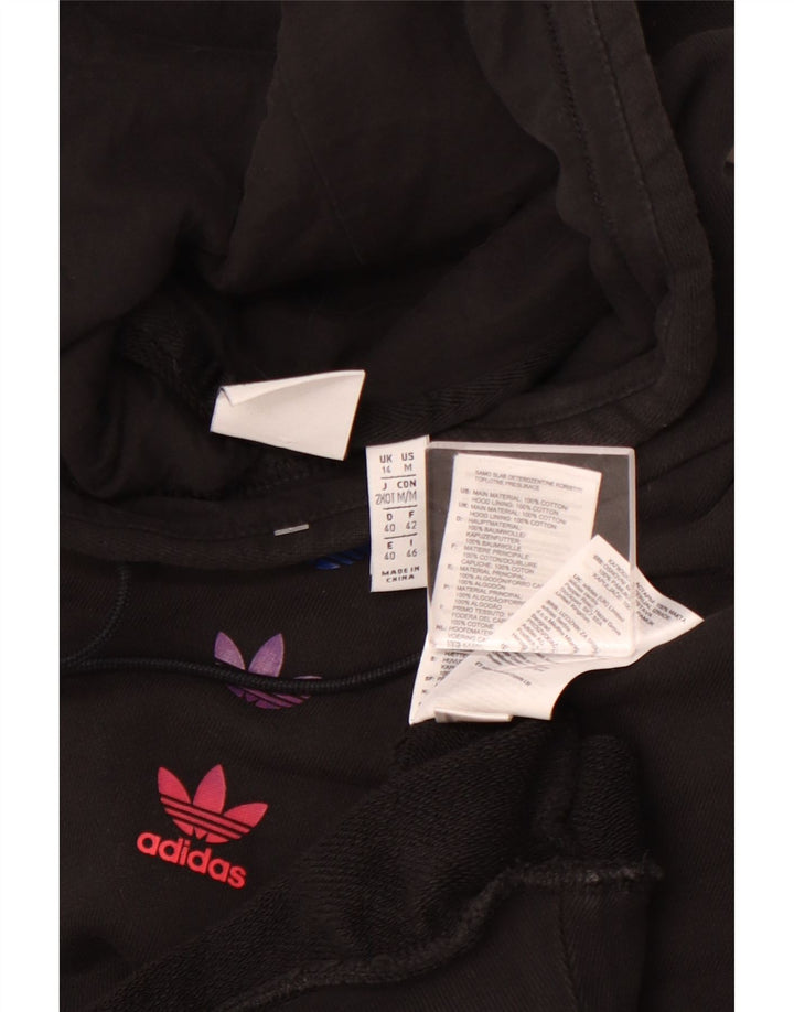 ADIDAS Γυναικεία Loose Fit Graphic Hoodie Jumper UK 14 Large Black Cotton