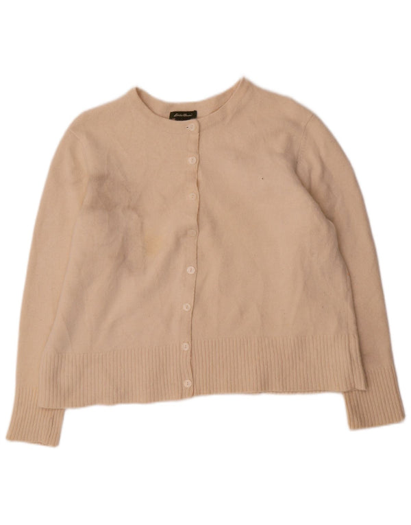 Eddie Bauer Γυναικείο πουλόβερ Crop Cardigan UK 20 2XL μπεζ μαλλί