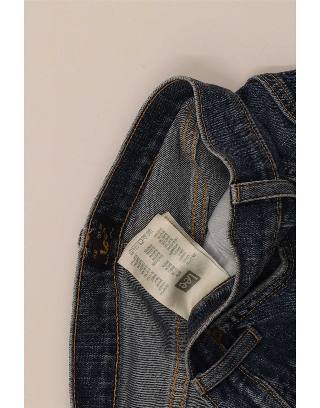 Lee Mens Powell Distressed Slim Jeans W33 L34 Blue Cotton