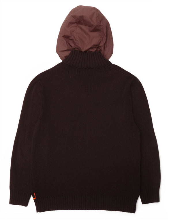 Ανδρικό πουλόβερ ζακέτα με κουκούλα Hugo Boss 2XL καφέ βαμβακερό