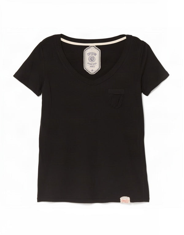 Superdry Γυναικείο T-Shirt Top UK 10 Small μαύρο βαμβακερό