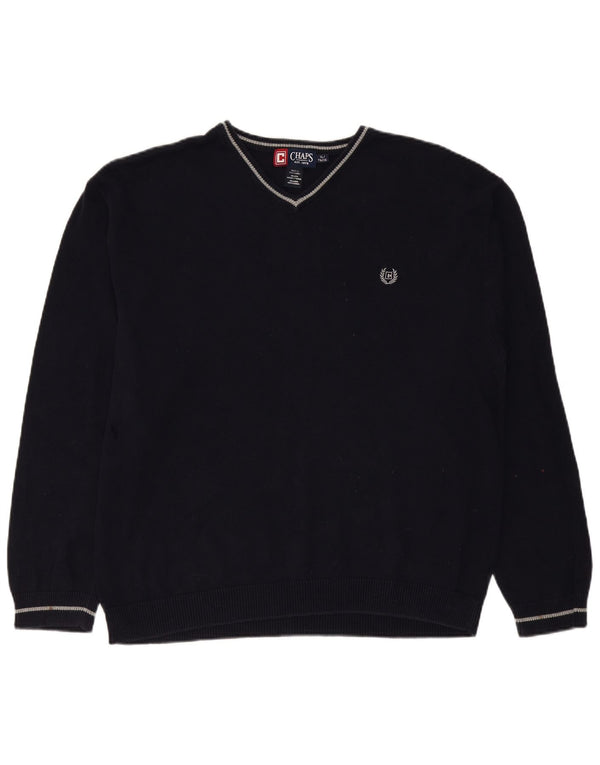 CHAPS Ανδρικό πουλόβερ με λαιμόκοψη με V λαιμόκοψη XL Μπλε βαμβακερό