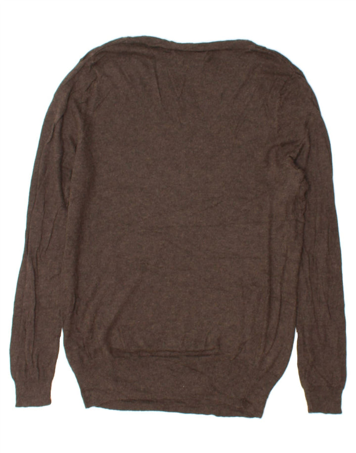MOSSIMO Womens V-Neck Jumper Sweater UK 16 Large Brown Nylon Vintage Mossimo and Second-Hand Mossimo from Messina Hembry 