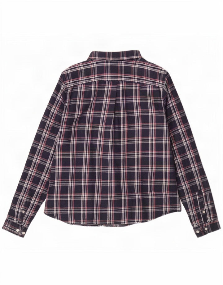 Jack Wills Γυναικείο φανελένιο πουκάμισο Ηνωμένου Βασιλείου 12 μεσαίου βαθμού μπλε ναυτικό καρό βαμβακερό